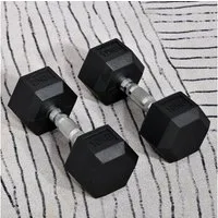 HOMCOM Hantel-Set mit gerändeltem Griff, 2 x 10kg, (Kurzhantel aus Gusseisen, Kurzhanteln für Männer und Fraue), für Zuhause, Fitnessstudio, Krafttraining
