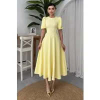 WOMAN VISION Midikleid Abendkleid mit Rundhalsausschnitt, Midi-Länge und ausgestelltem Rock