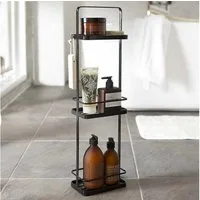 Yamazaki Badregal Tower Badregal ohne bohren klein stehend Regal Badezimmer tragbar, Badablage, platzsparend, für Badutensilien, Ablage, feistehend, tragbar, Metallgestell 67cm