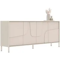 OTTO home Sideboard Stone, 205 cm breit, 4 Türen, Anrichte, Kommode, Stauraumschrank, 3D-Design, Push-to-open, Innenraum großzügig, Füße 14/2 cm wählbar