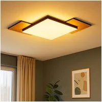 EGLO LED Deckenleuchte, LED-Leuchtmittel fest verbaut, Warmweiß, Deckenleuchte Designlampe Wohnzimmerleuchte LED Holz schwarz opal