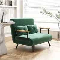 HOMCOM Schlafsofa Zweisitzer mit Bettfunktion, Schlafcouch mit Samtoptik, Verstellbare Couch 1 Teile, 102 x 73 x 81 cm, Grün