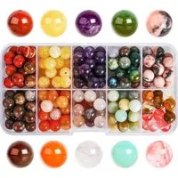 LuxusKollektion Bastelperlen Edelsteinperlen Set 200 Stück 8mm rund Armband Halskette DIY Basteln