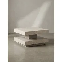 KADIMA DESIGN Couchtisch Couchtisch 60x60x34 cm Sandfarben Sofatisch in Stein-Optik Modern, (Kaffeetisch Klein), Design Wohnzimmertisch mit Stauraum Quadratisch, Loungetisch Beige
