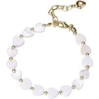 Firetti Armband Schmuck Geschenk Edelstahl Armschmuck Herzkettengliederung Liebe, mit Perlmutt