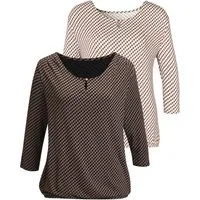 Vivance Rundhalsshirt mit goldfarbenem Zierknopf am Ausschnitt (2er-Pack) aus luftigem Viskose-Stretch