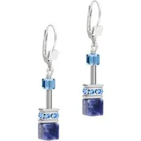 COEUR DE LION Paar Ohrhänger Schmuck Edelstahl GeoCUBE® Iconic Precious Würfelkette, Made in Germany - mit Swarovski® Kristall, Strassstein, Schmuckstein