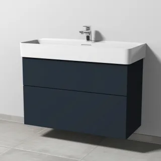 Sanipa 3way Waschtischunterbau zu Laufen VAL Waschtisch mit 2 Auszügen, Marine-Matt SP8241R
