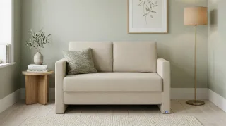 BRUNO Schlafsofa 120cm in Beige | Schmal | stabiles Massivholz & Boxspringkomfort