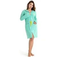 KangaROOS Damenbademantel Kira, ideal für Sauna & Spa, Hotelbademantel, Morgenmantel, Kurzform, Leichtfrottier, Kapuze, Reißverschluss, mit Bindekordel, kurz, Bademäntel für Damen, XS-3XL