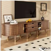 MODFU Lowboard Rustikaler TV-Schrank (Fernsehtisch, Wohnzimmermöbel, Fernsehschrank, 1 St., Walnussoptik, viel Stauraum), natürliches Design, Walnuss-Optik