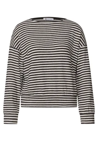 Street One - Gestreiftes Langarmshirt braun - Gr. - 36