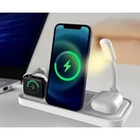 LA CUTE Faltbare 3-in-1 Wireless Charging Station mit LED-Lampe und Ventilator Wireless Charger (2000,00 mA, Kompaktes 3-in-1 Set: Wireless Charger, USB-C Kabel, Bedienungsanleitung, 3-in-1 Wireless Charging Station, USB-C Kabel, Bedienungsanleitung,