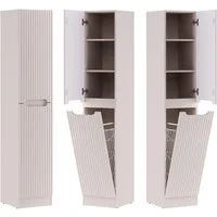 Lomadox Hochschrank NEWPORT-56-CASHMERE 35 cm breit in kaschmir, gerillte Front, inkl. Wäschekorb