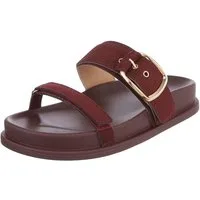 Ital-Design Damen Sandalen mit Schnalle und Komfortsohle Pantolette (91970972) Flach Pantoletten in Bordeaux