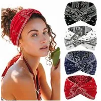 FOUORTUNATE-BEE Seidentuch 4 Boho-Haarbänder – Breite elastische Stirnbänder für Damen, (4-St), 4er-Set Boho-Stirnbänder für Yoga, Sport & Make-up