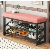 HTI-Living Schuhregal Metall 2 Ebenen mit Sitzkissen Altrosa, 1 Stück 1-tlg., Schuhbank
