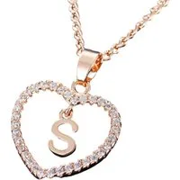 BUNGSA Ketten-Set Kette Buchstaben Herz Rosegold aus Alloy Damen - Buchstabe S (1-tlg), Halskette Necklace