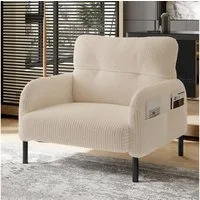 BlingBin Sessel Relaxsessel Polsterstuhl Loungesessel (1-St., Cordstoff, Armlehnen mit Seitentaschen auf beiden Seiten), für Wohnzimmer, Schlafzimmer, Arbeitszimmer, 67x75x79 cm