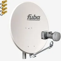fuba DAL 802 G + Twin LNB Sat Anlage 2 Teilnehmer Alu Spiegel Grau SAT-Antenne