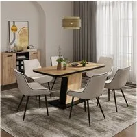 Vicco Esstisch Fenaro, Schwarz/Goldkraft Eiche, 120 x 80 cm ausziehbar (1-St)