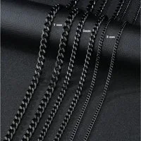 Ware aus aller Welt Panzerkette schwarze Edelstahl Halskette Breite: 3, 5, 7mm Länge: 40, 50, 60 cm