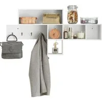 SoBuy Wandgarderobe FHK17, mit 5 Fächern und 4 Haken Kleiderhaken Wandregal Hängeregal