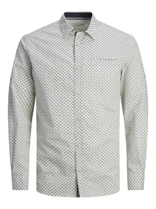 JACK&JONES - JJEREMY DETAIL SHIRT LS NOOS cloud dancer - Gr. - XL