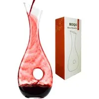 BOQO Dekovase Kristallglas 1200 ml Weindekanter mit Rotwein Belüftung (1 St., Einzelstück), Weindekanter aus Glas 1,2 L elegante Dekovase für Rotwein Genuss