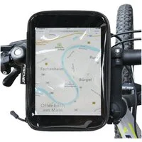FISCHER Fahrrad Tablet-Halterung Tablet-Tasche Lenker-Halterung Fahrrad, (bis 8 Zoll, Wasserfest, Halter mit Klick-System, Fahrrad-Lenker 22-31,8mm)