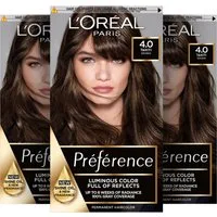 L'ORÉAL PARIS Coloration PRÉFÉRENCE HAARFARBE, Packung, 3-tlg., dauerhafte Haarcoloration mit 100% Grauabdeckung
