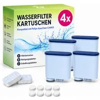 Filswa 4x Wasserfilter + 2x Entkalker + 8x Reinigungstabs für Philips & Saeco Kaffeevollautomaten-Reinigungsset