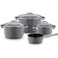 WMF Topf-Set Fusiontec Mineral Pro, Topf-Set, 4-teilig, Platinum, Fusiontec (kratzfestes Material, 4-tlg., für alle Herdarten geeignet), Made in Germany