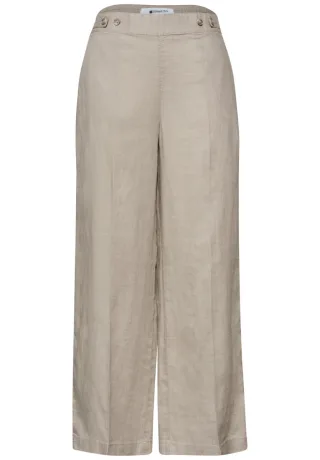 Street One - High Waist Wide Leg Hose aus Leinen beige - Gr. - 32