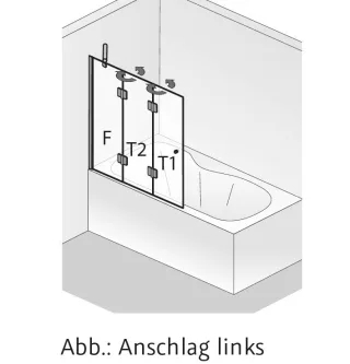 HSK Aperto Badewannenaufsatz pendelbar, 3-teilig 2807xxx