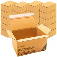 KONZEPT Versandkarton 20x15x10/20x15x15 Set, Faltkartons Selbstklebend, Kleine Kartons zum Verschicken, Umzug, Verpackung, DHL Päckchen S
