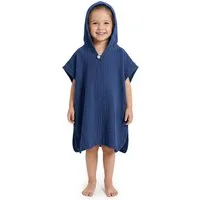 Laynenburg Badeponcho Musselin für Kinder mit Kapuze - Poncho aus 100% Baumwolle, als strandponcho, surf Handtuch poncho für Baby, Mädchen & Jungen
