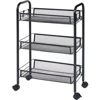 en.casa Rollwagen, »Tromsø« Servierwagen 3 Ablagekörbe 63x44x26cm Schwarz
