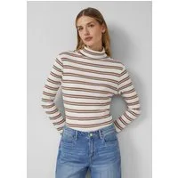 s.Oliver Langarmshirt T-Shirt Longsleeve mit Rollkragen und Ringelmuster