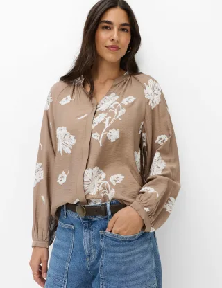 Brax Damen Bluse Style VIVIAN warm greige, hellbraun, Gr. 36