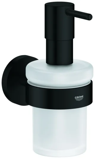 GROHE Seifenspender Essentials 102257 mit Halter matt black, 1022572430 1022572430