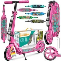 KESSER Scooter Citysooter mit Hinterradbremse & rutschfeste Trittfläche, Kinderroller bis 100kg & 185cm Körpergröße, klappbar höhenverstellbar