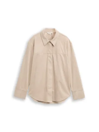 Tom Tailor - Overshirt in Wildleder-Optik soft taupe grey - Gr. - 38