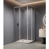 welltime Eckdusche Trento Slimline, BxT: 90x90 cm, Einscheibensicherheitsglas, Verstellbereich 80-90cm, 5mm ESG, verbessertes Rollensystem