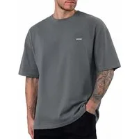 Smilodox T-Shirt Cedrik, Oversize Shirt aus 100% Baumwolle, Weiches Material, Modern Metallabel Baumwollshirt Kurzarmshirt moderne Details Freizeitshirt