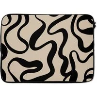 MuchoWow Laptop-Hülle Linien - Schwarz - Beige - Abstrakt - Minimalistisch 13.3 Zoll, Laptopsleeve, weiches Innenfutter zum Schutz Kratzern, Laptoptasche
