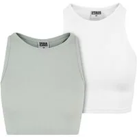 URBAN CLASSICS Muskelshirt Urban Classics Damen Ladies Cropped Rib Top 2-Pack (1-tlg)