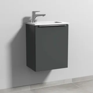 Sanipa 3way Waschtischunterbau zu Duravit ME by Starck Waschtisch mit 1 Tür, Anthrazit-Matt UM72122