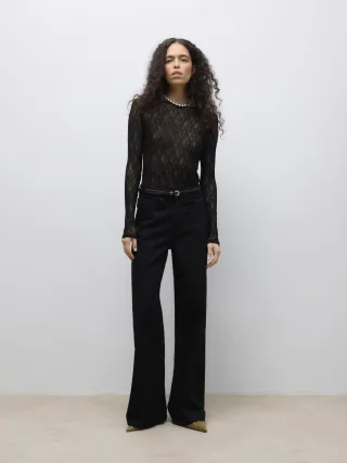 Aware - AWTESSY LS O-NECK LACE TOP NOOS Black - Gr. - S