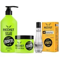 Redist Haarpflege-Set Keratin Pflege-Set - Shampoo + Haarkur + Haaröl, Spar-Set, 3-tlg.